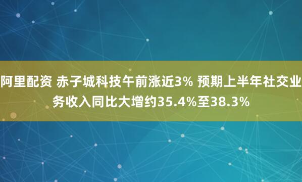 阿里配资 赤子城科技午前涨近3% 预期上半年社交业务收入同比大增约35.4%至38.3%