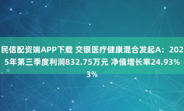 民信配资端APP下载 交银医疗健康混合发起A:2025年第三季度利润832.75万元 净值增长率24.93%